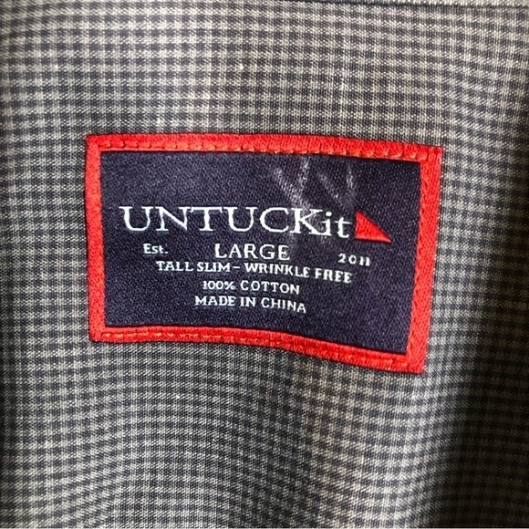 Untuckit 100% Cotton Long Sleeve Button Up Shirt Large Tall Slim Wrinkle Free - Picture 4 of 8